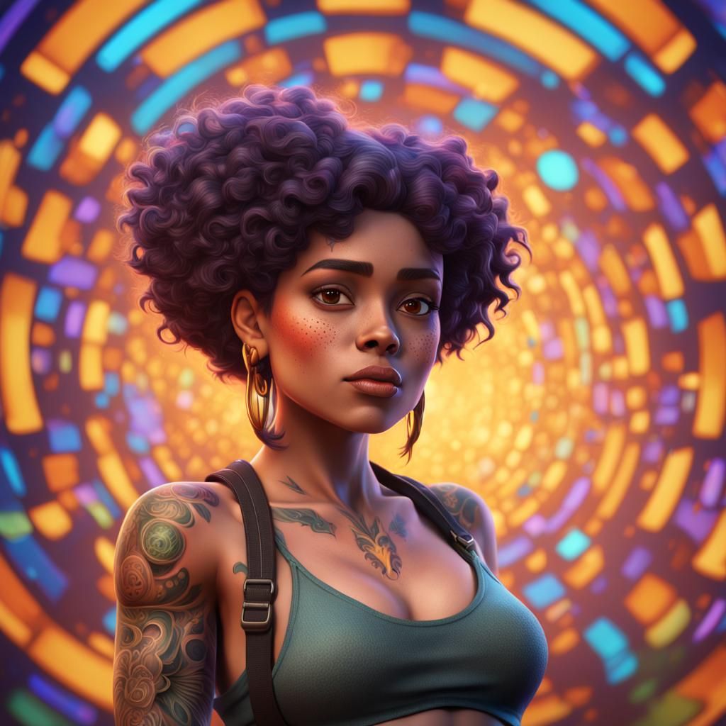 Girl with Tattoos: 3D Digital Art