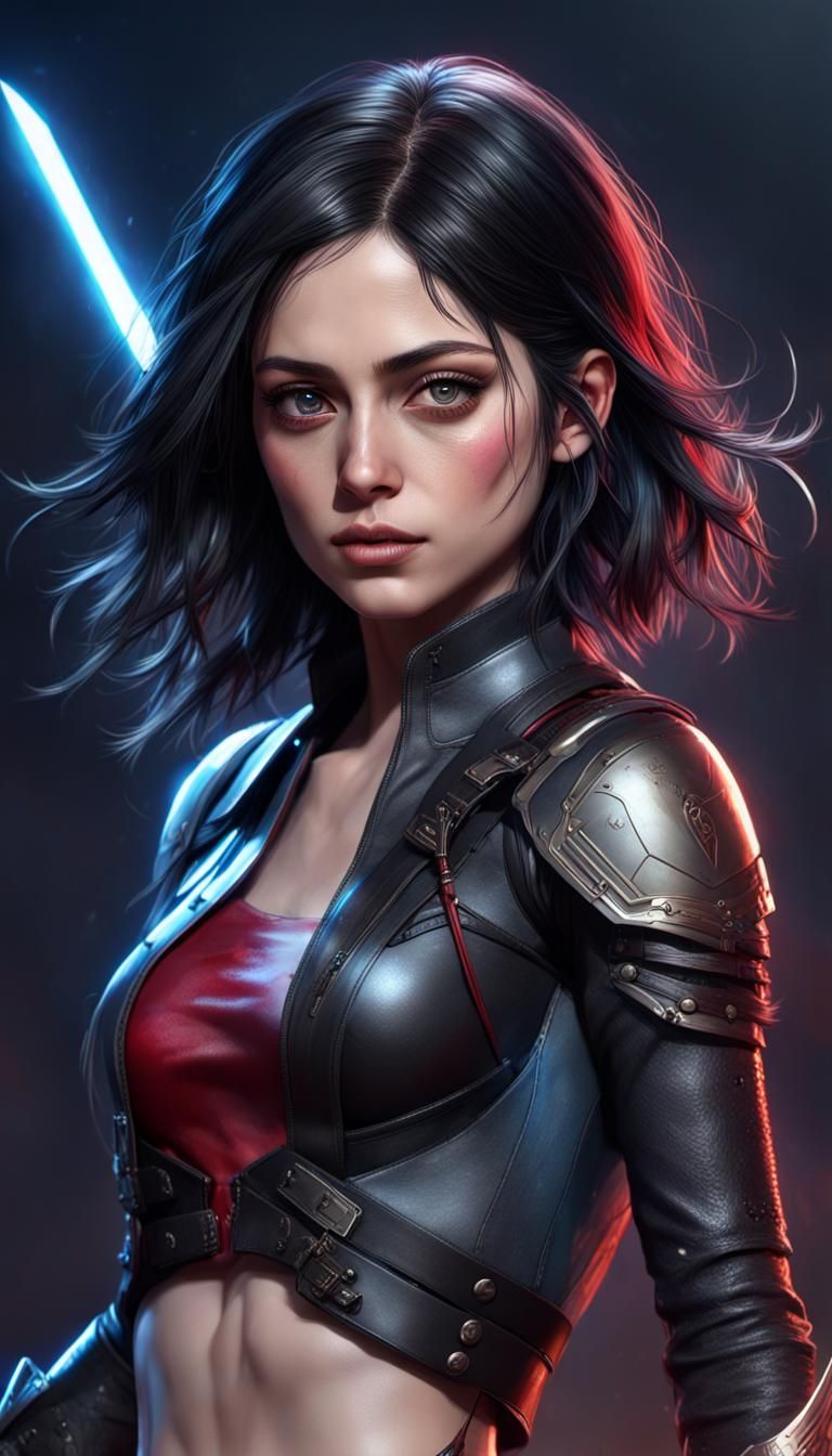 Alita: Battle Angel Sword Attack in Hyperdetailed Style