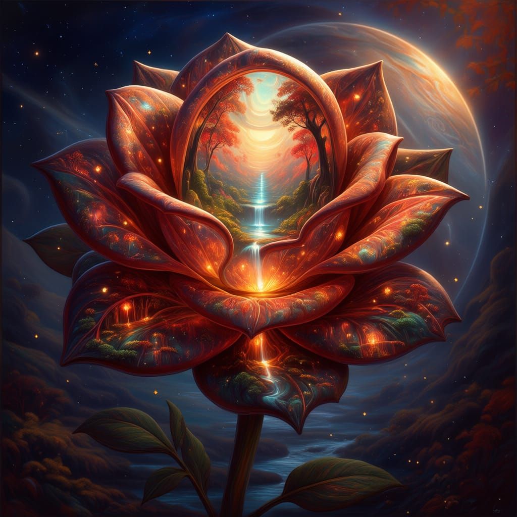 Rose Gateway to Fantastical Worlds: Digital Art
