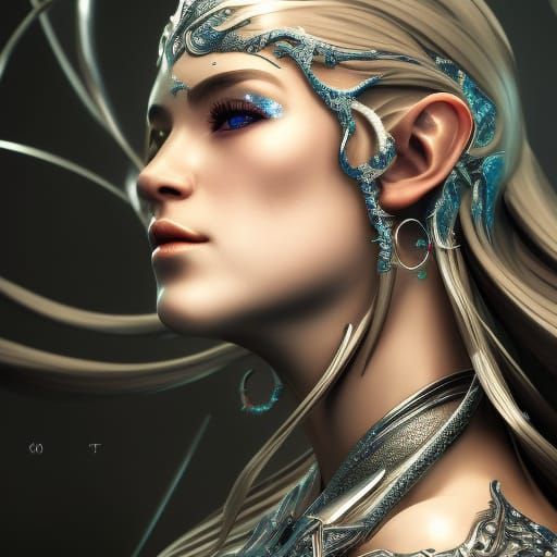 Elven Queen Emerges from Ocean: Fantasy Art