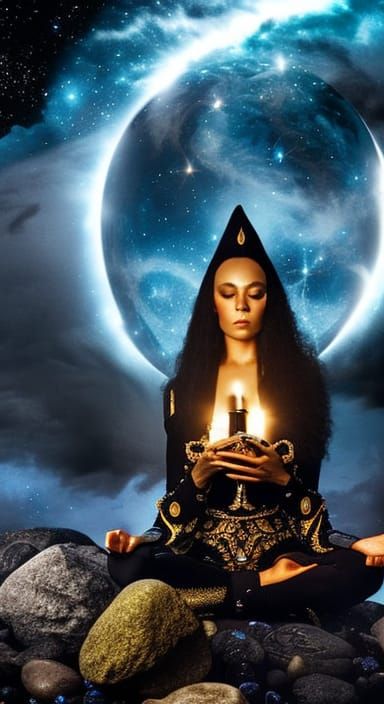 Witch meditating