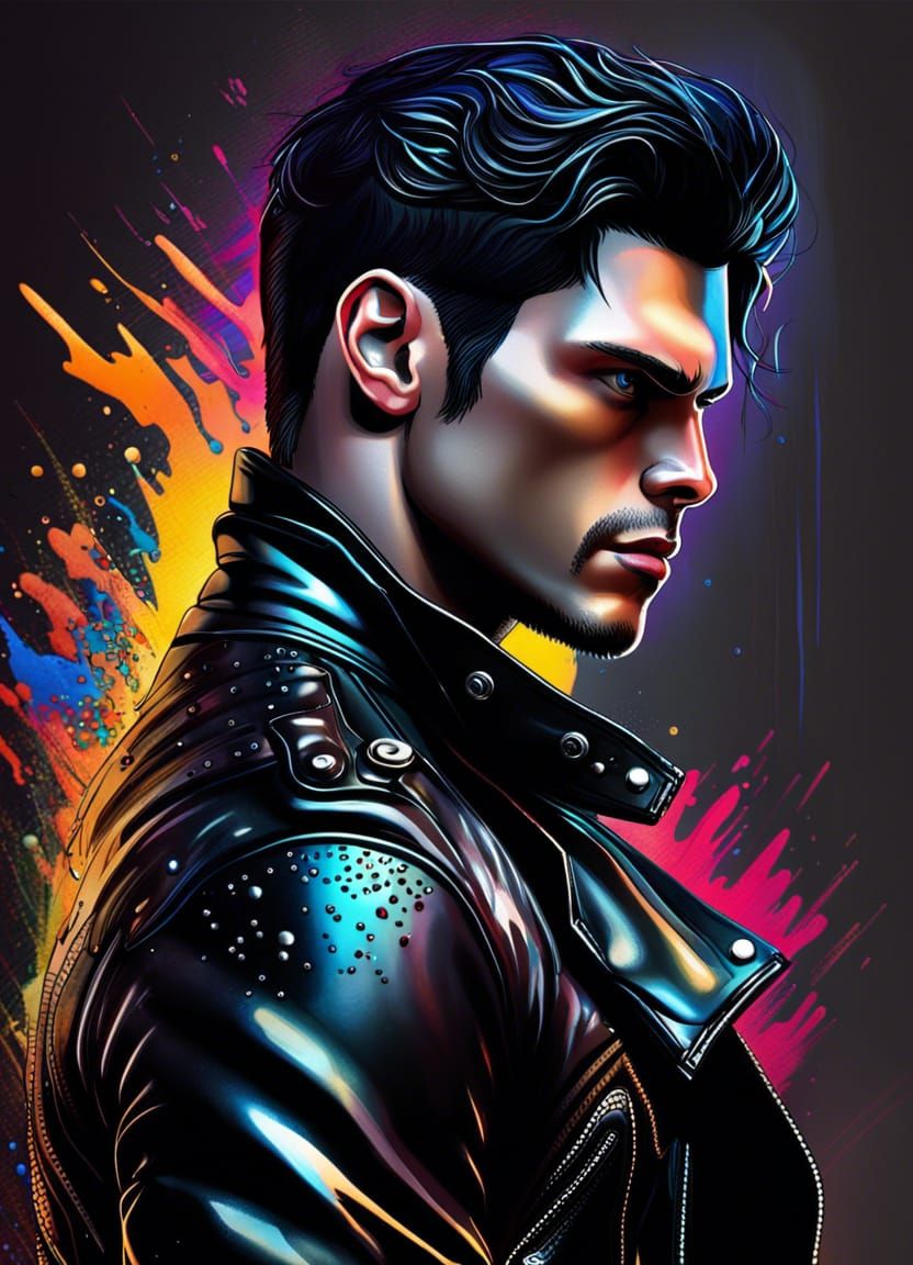 Hyperrealistic Portrait of a Man in Leather