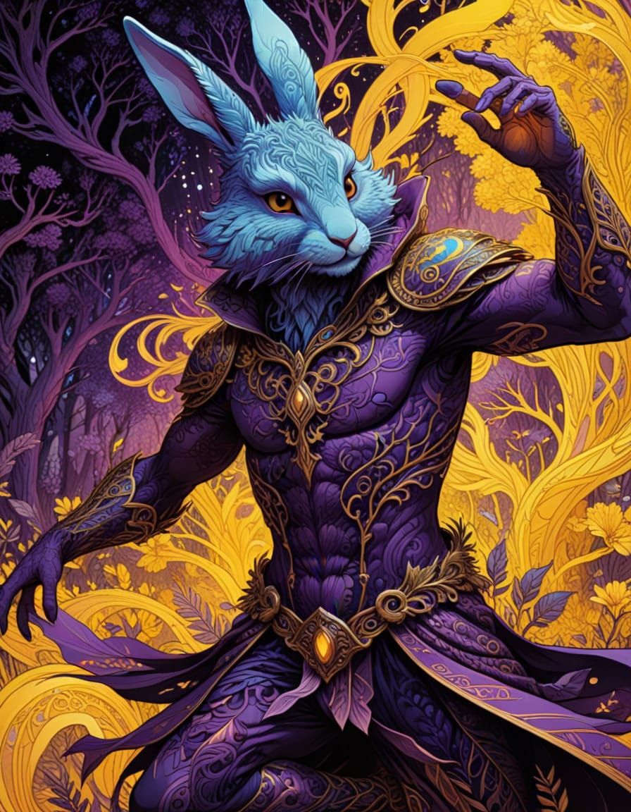 Fantasy Forest Explorer with Fluffy Rabbit Ears