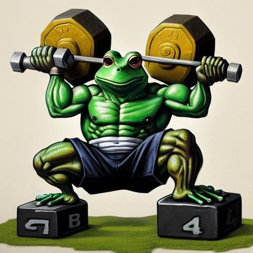 Buff Frog Lifting Weights at the Gym