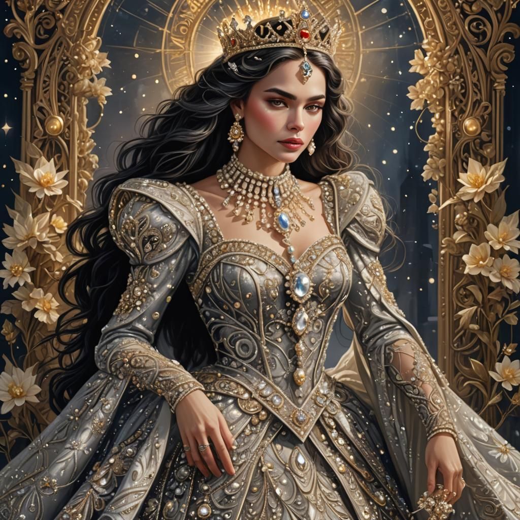 Stunning Royal Queen with Pearl and Diamond Jewelry