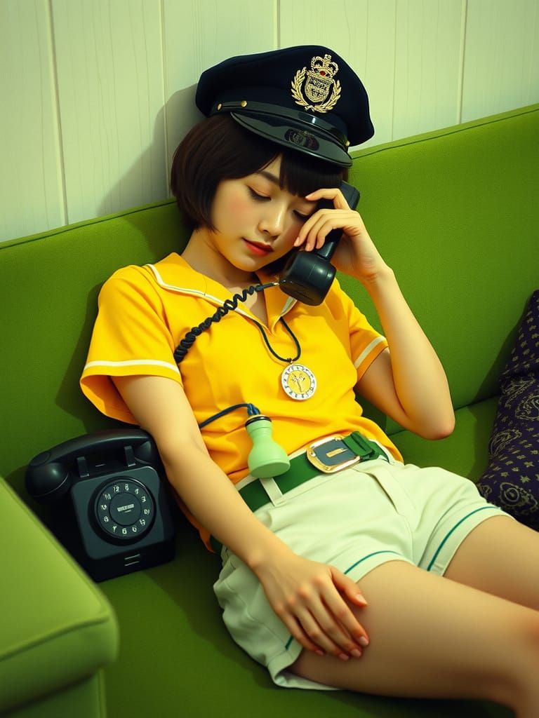 Whimsical Japanese Police Officer in Film Still Style