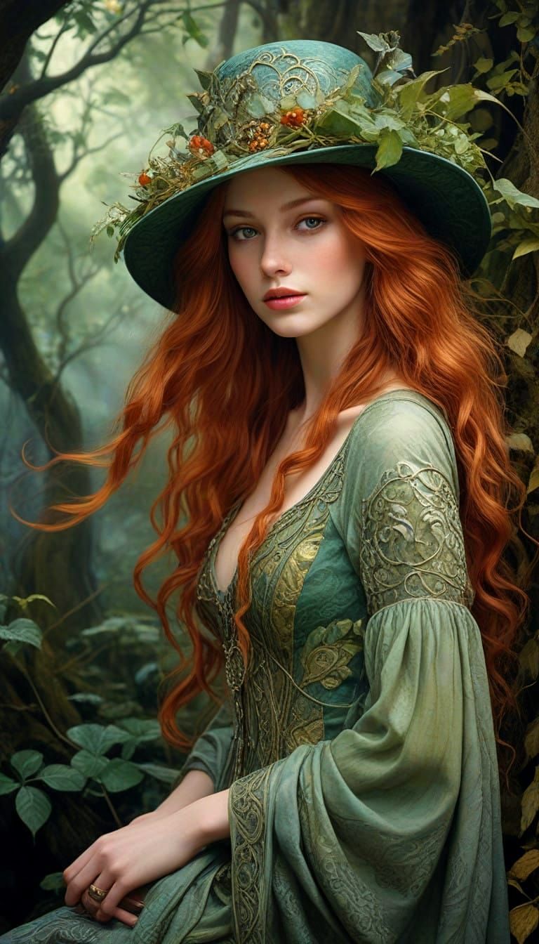 Enchanted Lady in Whimsical Wonderland