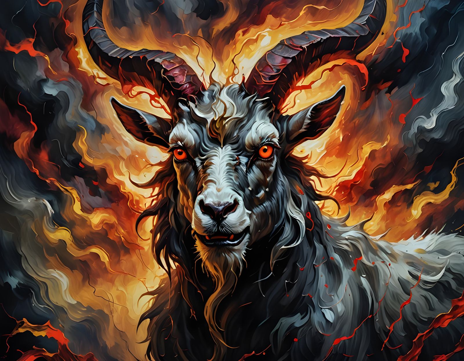 Abstract Goat Demon Monster Digital Illustration