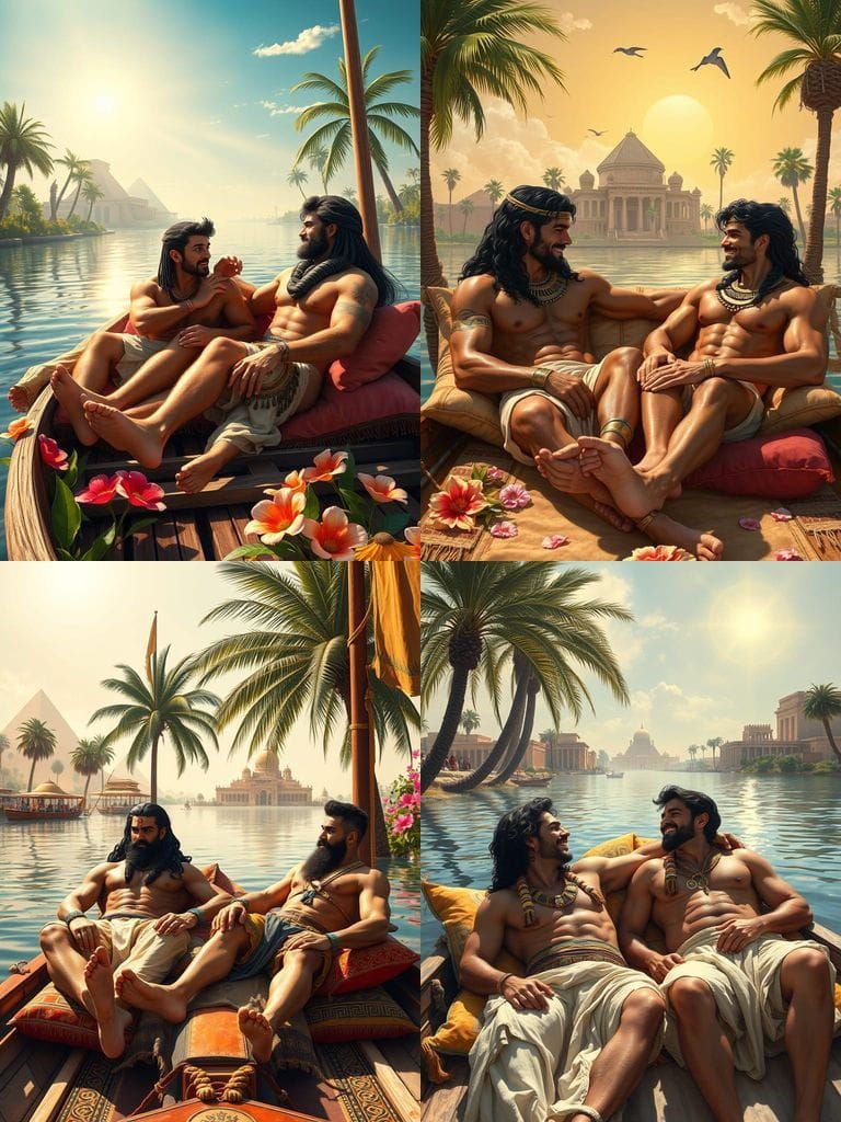 Intimate Moment: Egyptian Men on the Nile