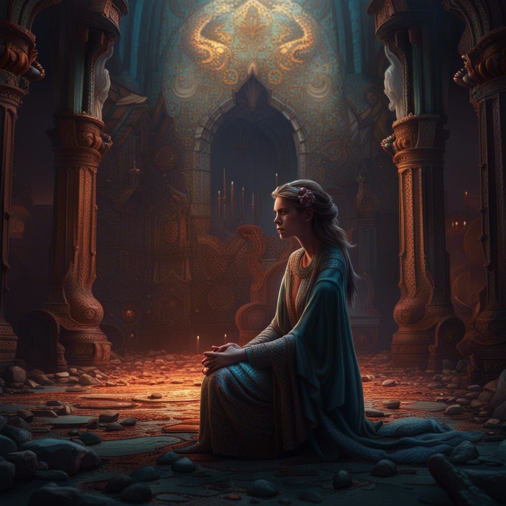 Woman's Plea: A Detailed Matte Painting