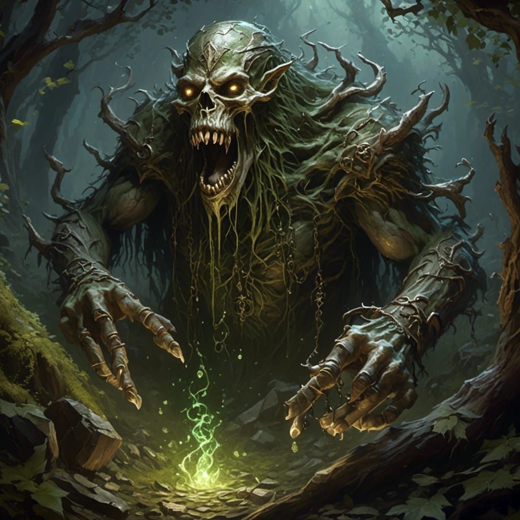 Hyperrealistic Ghoul in Dungeons and Dragons Scene