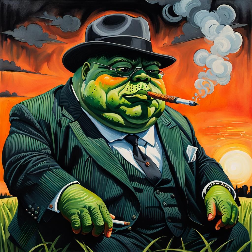 Cucumber Mobster in Gritty Oil, Van Gogh Style