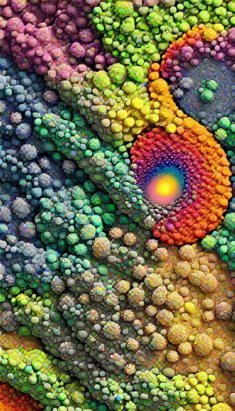 Iridescent Masterpiece with 3D Effects in Vibrant Colors