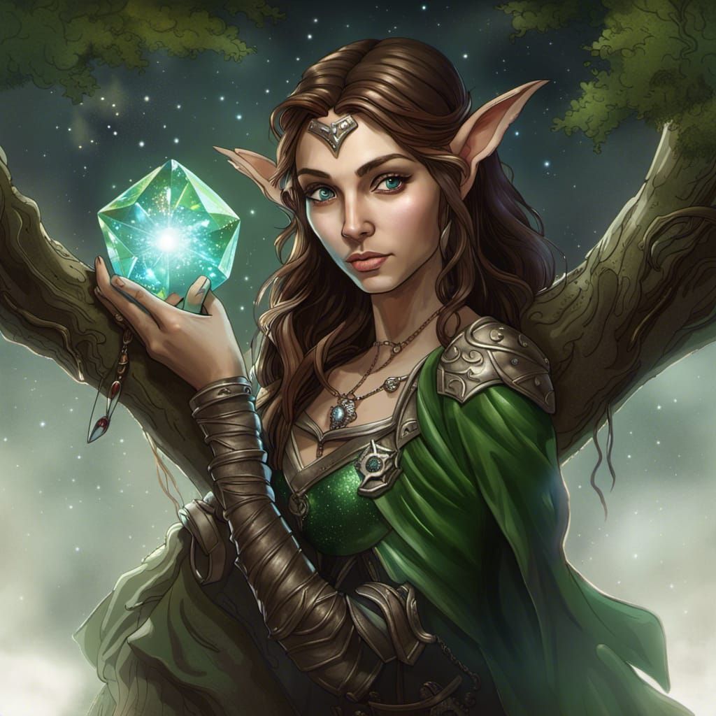 Wood Elf Gazing at Stars, Fantasy Concept Art
