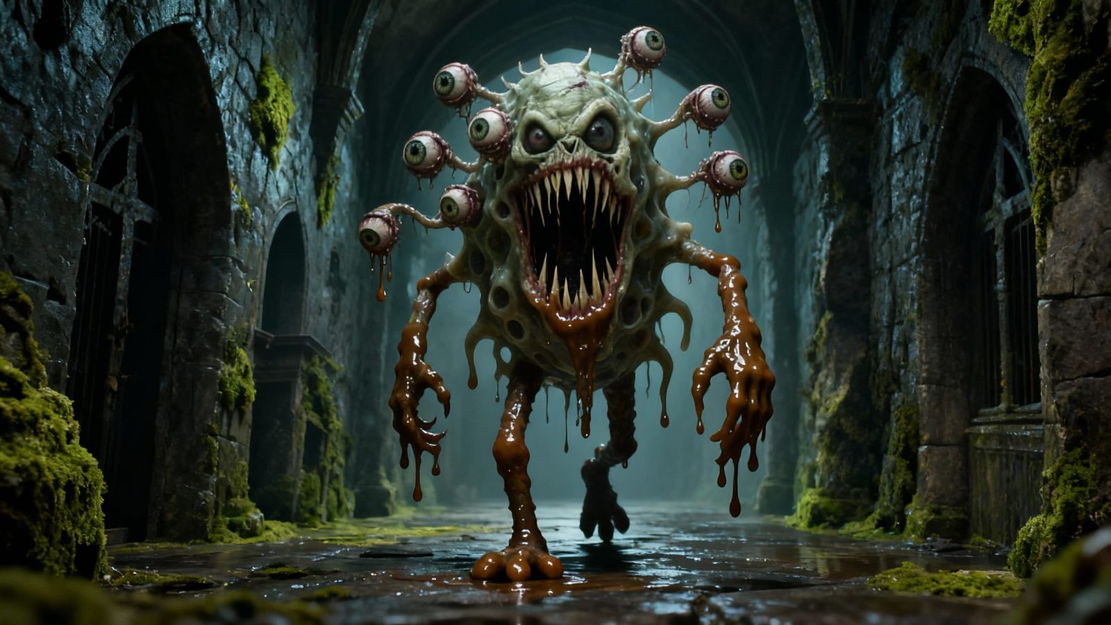 Horrible Amoeba Creature Stalking a Crypt