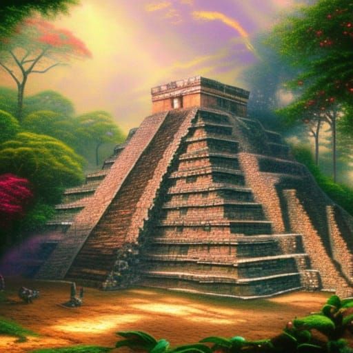 Ethereal Mayan Temple in Jungle Mist