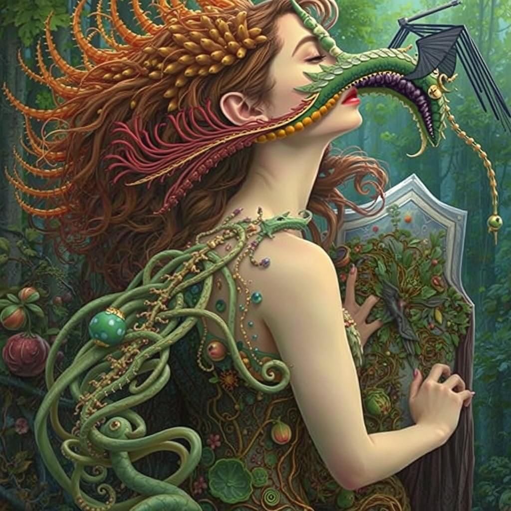 Dragon-Woman Transhumanism in Forest Exposure