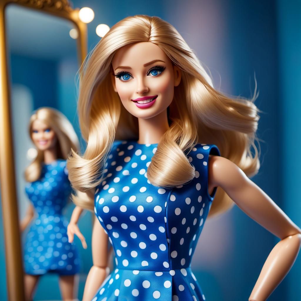 Blond Woman in Polka Dot Dress