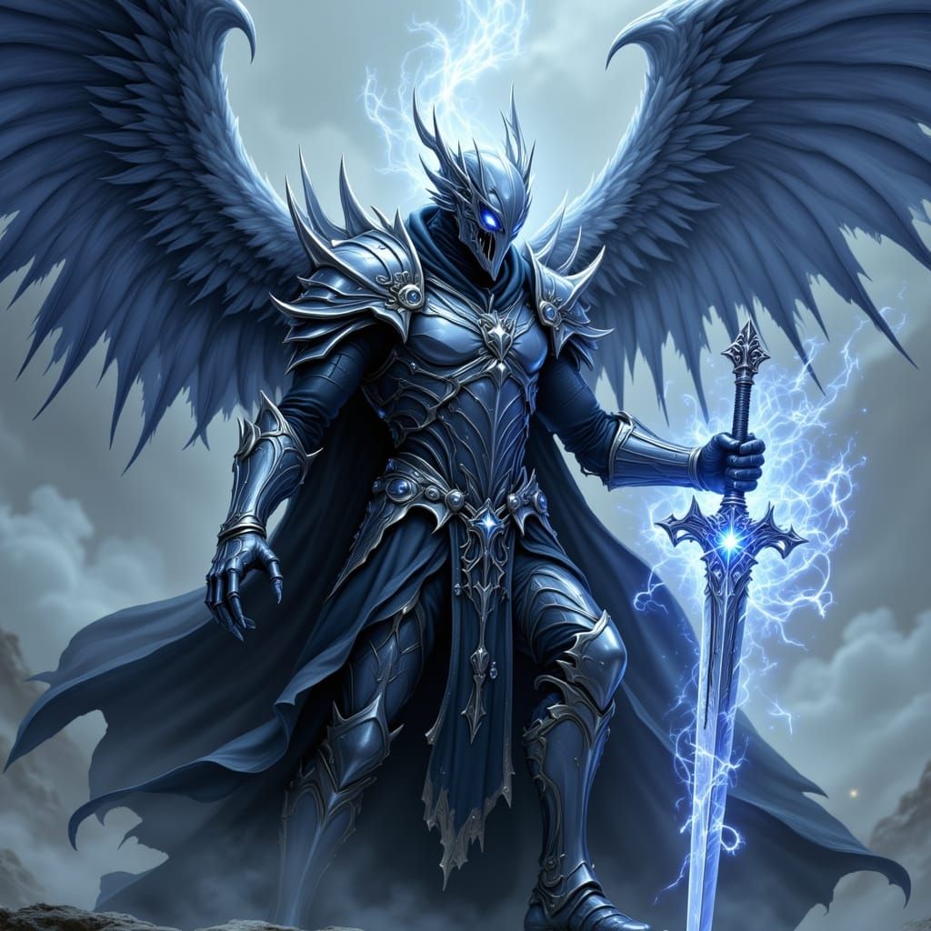 Dark Knight Soars into Victory with Celestial Sword