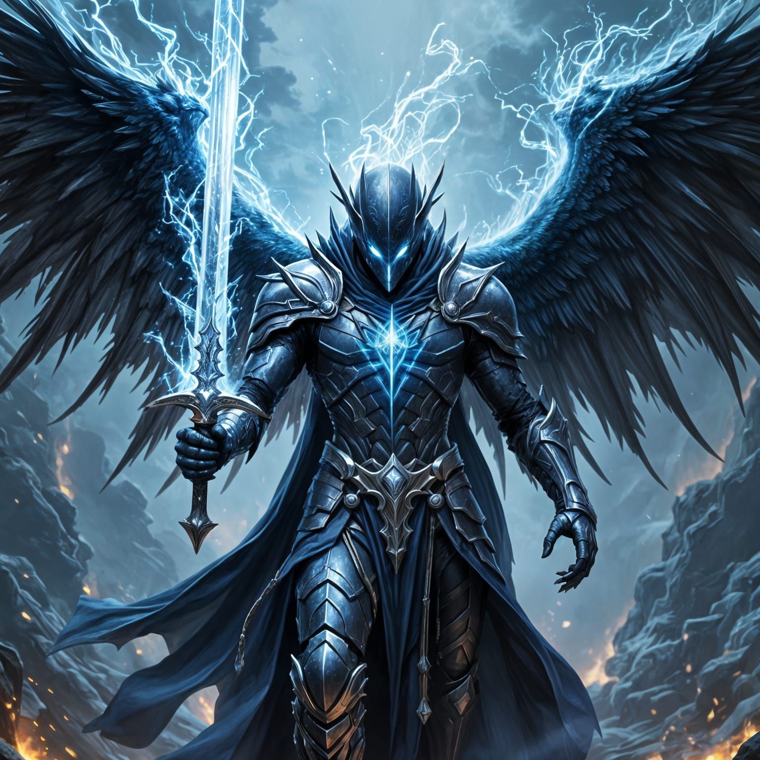 Majestic Dark Knight Soars with Talon Wings