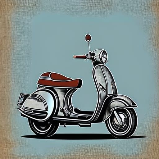 Retro Vespa T-Shirt Design with Engraving Style
