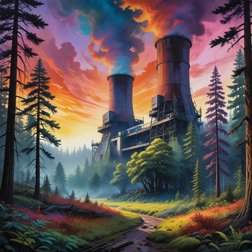 Redwood Forest Meets Brutalist Nuclear Plant