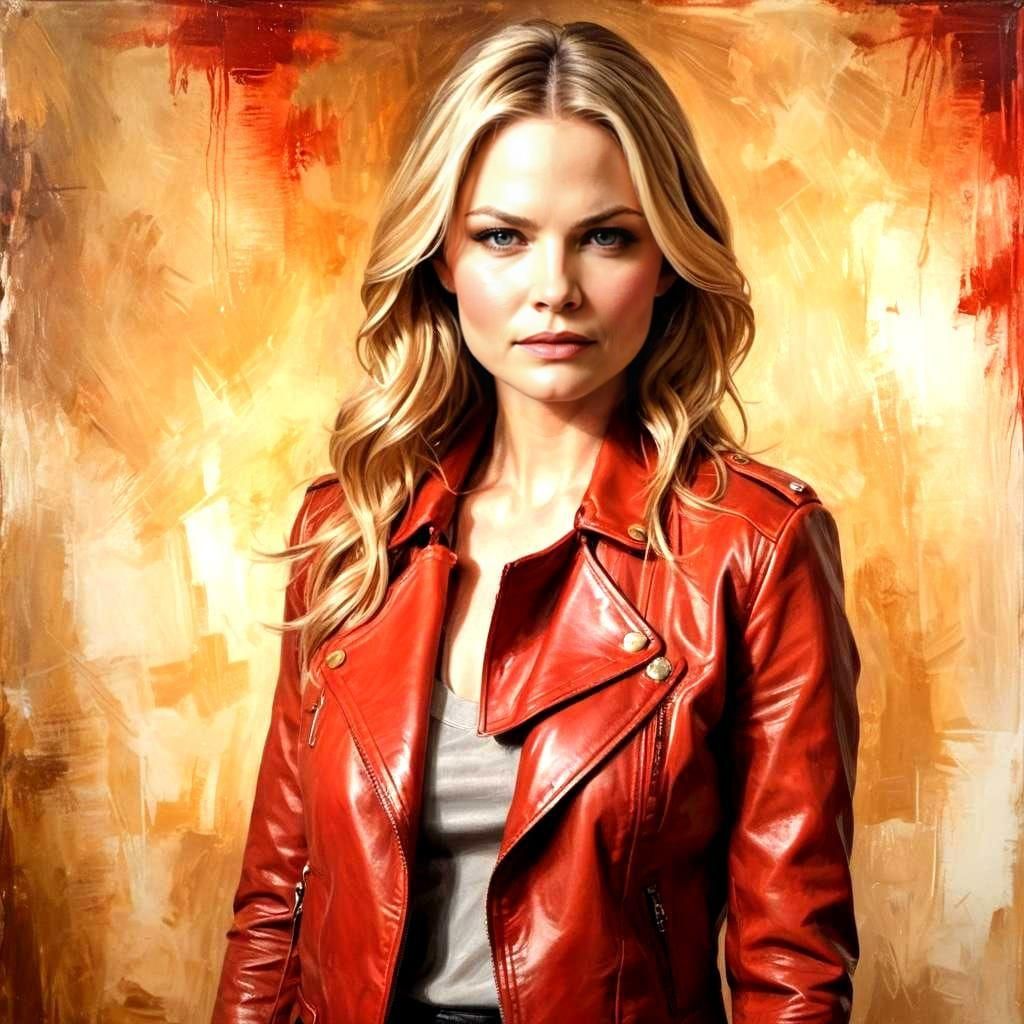 Sensual Red Leather Jacket Portrait