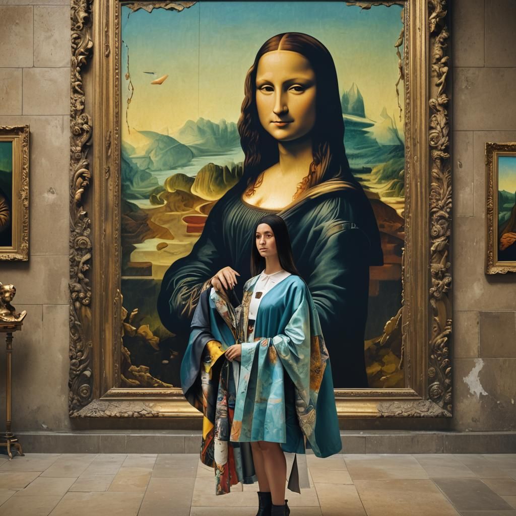 Mona Lisa at the Museum: A Surreal Digital Painting