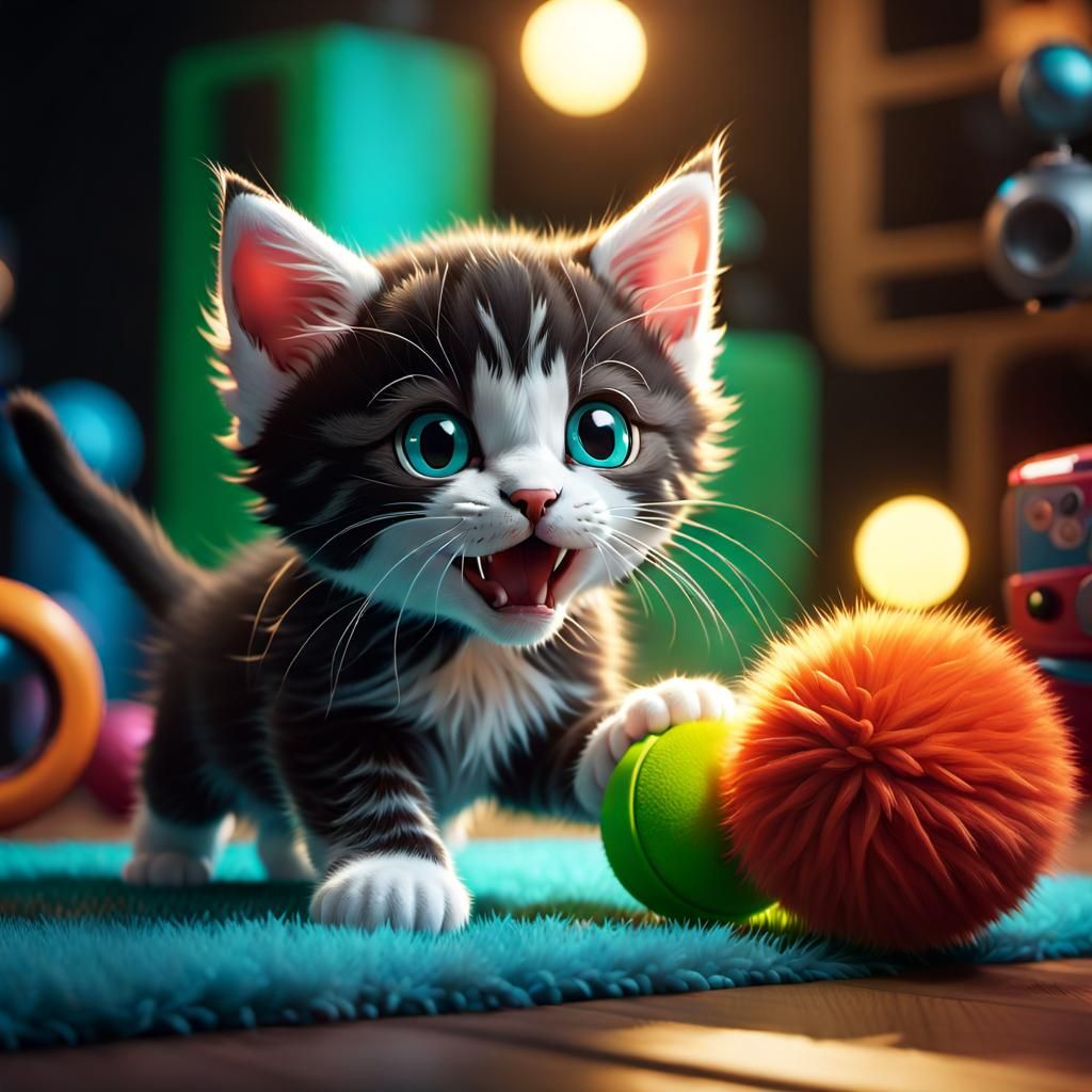 Hyperviolent Feline Frenzy in Hyperrealistic Art
