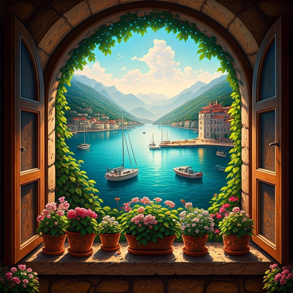 Whimsical Woodland Cuckoo Clock in a Quaint Harbor Scene