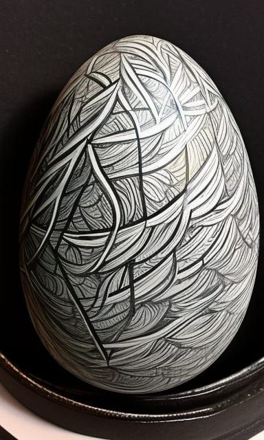 Hand-Painted Prismatic Egg with Pin Prick Carvings