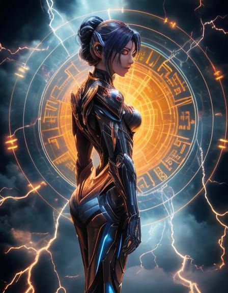 Villainess Controls Lightning in Futuristic Anime Armor