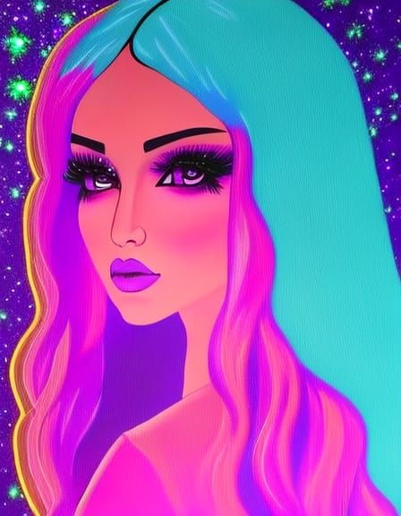 Holographic Kawaii Goth Chibi Woman in Acrylic