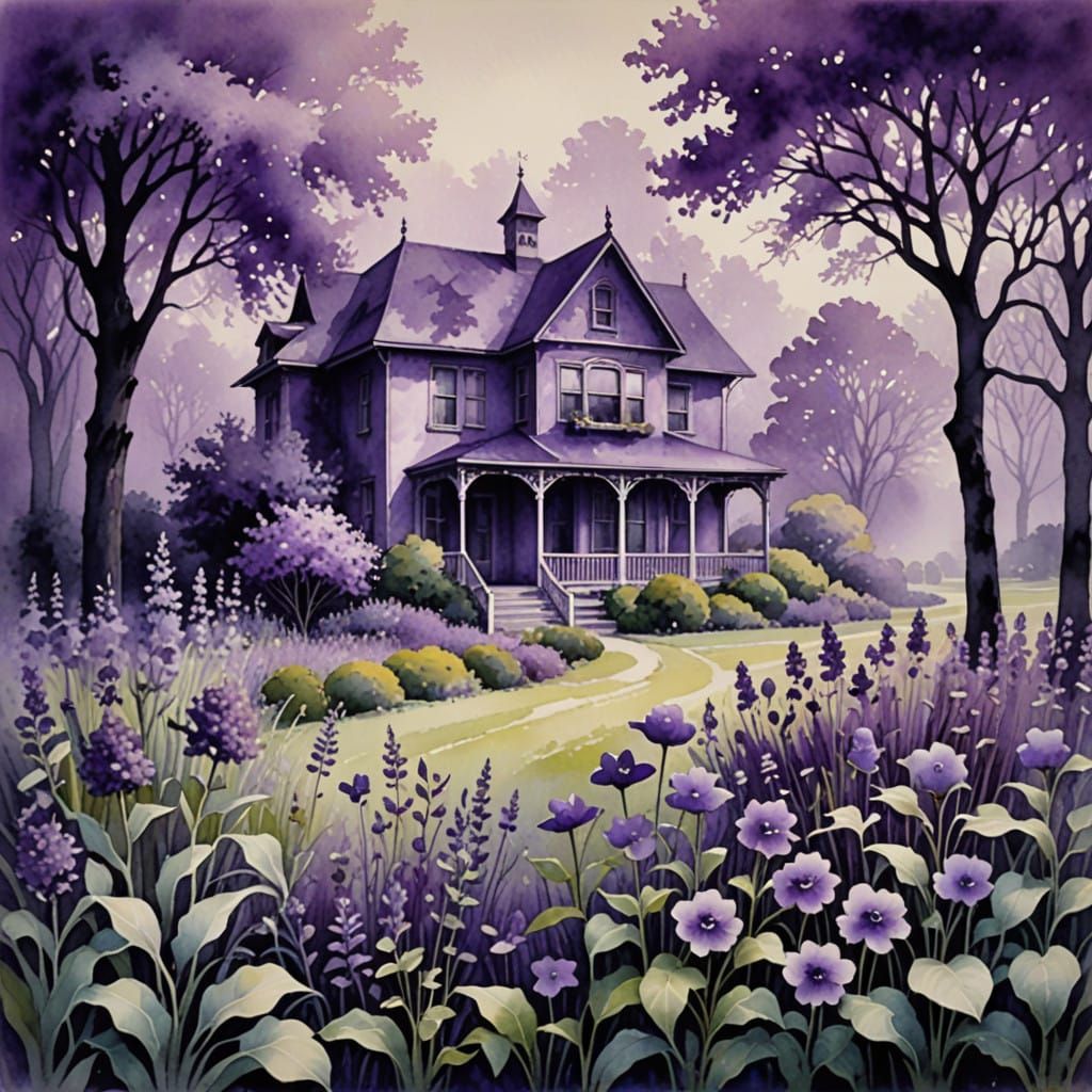 Violet Dreamcore Garden in Monochromatic Purple
