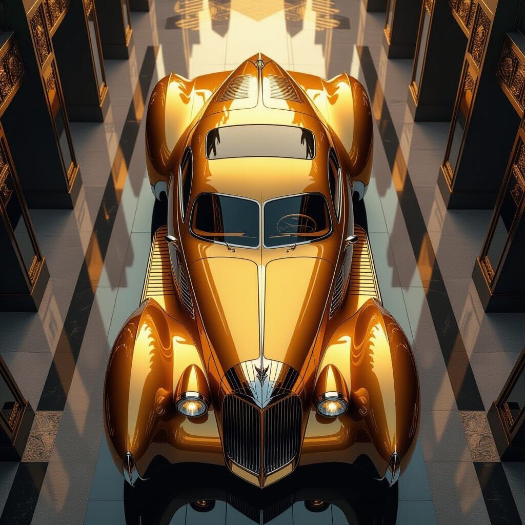 Art Deco Cathedral Car: Futuristic Geometric Design
