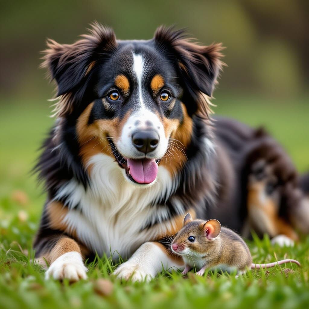 Large Dog and Tiny Mouse Friends