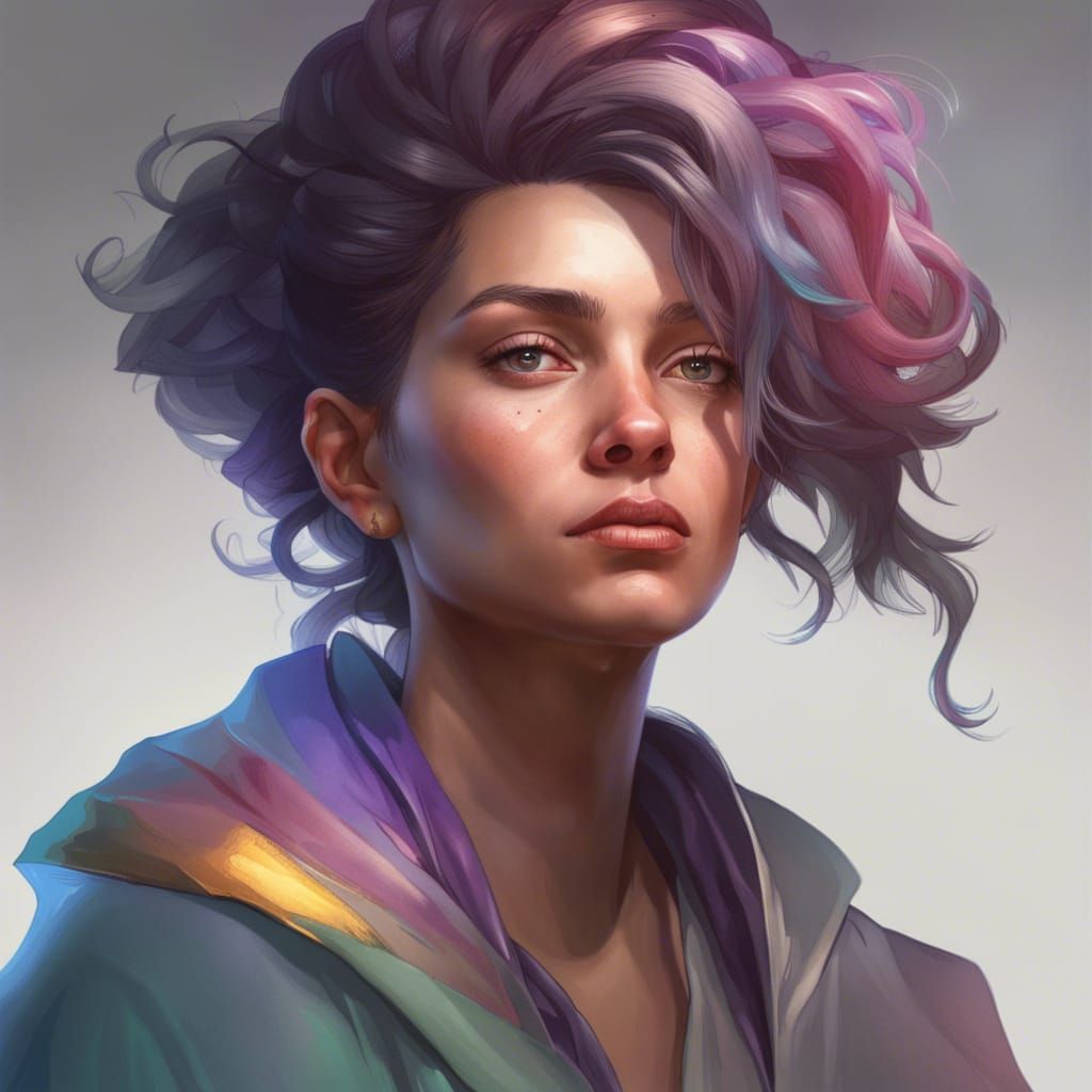 Detailed Portrait of Non-Binary Person, Artgerm Style