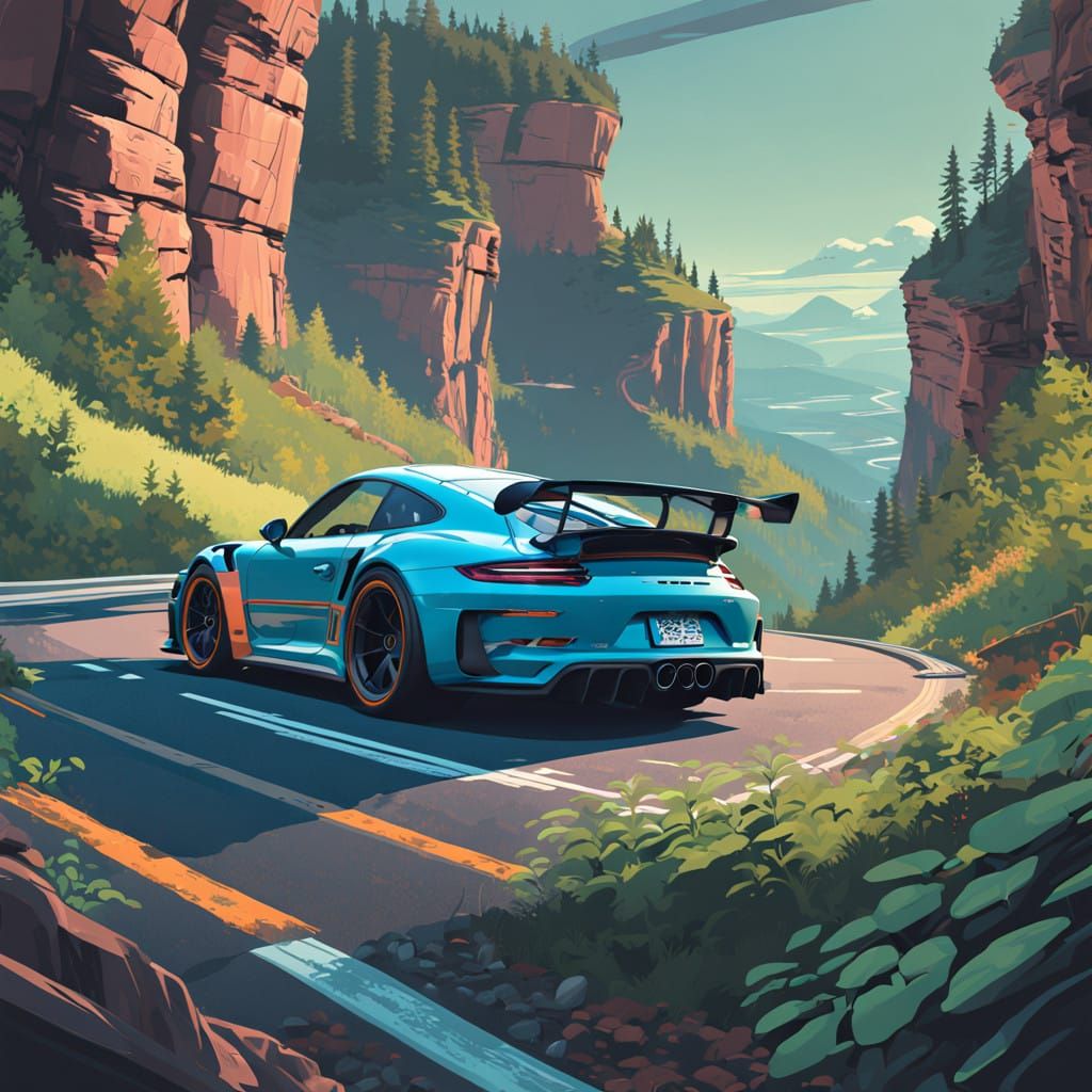 Futuristic Porsche GT3 RS Speeds Down Winding Mountain Road ...