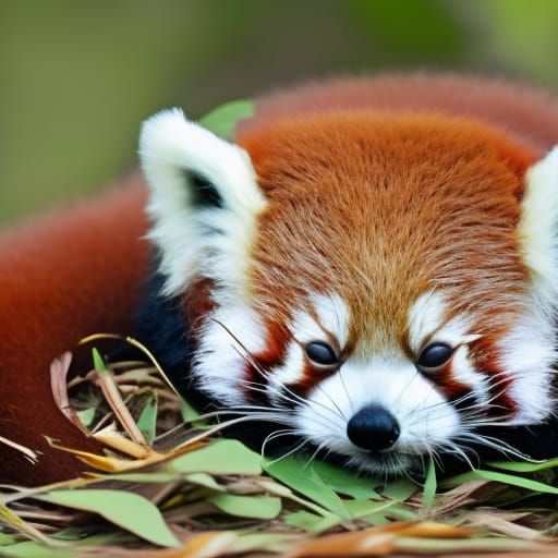 Cute Sleeping Baby Red Panda