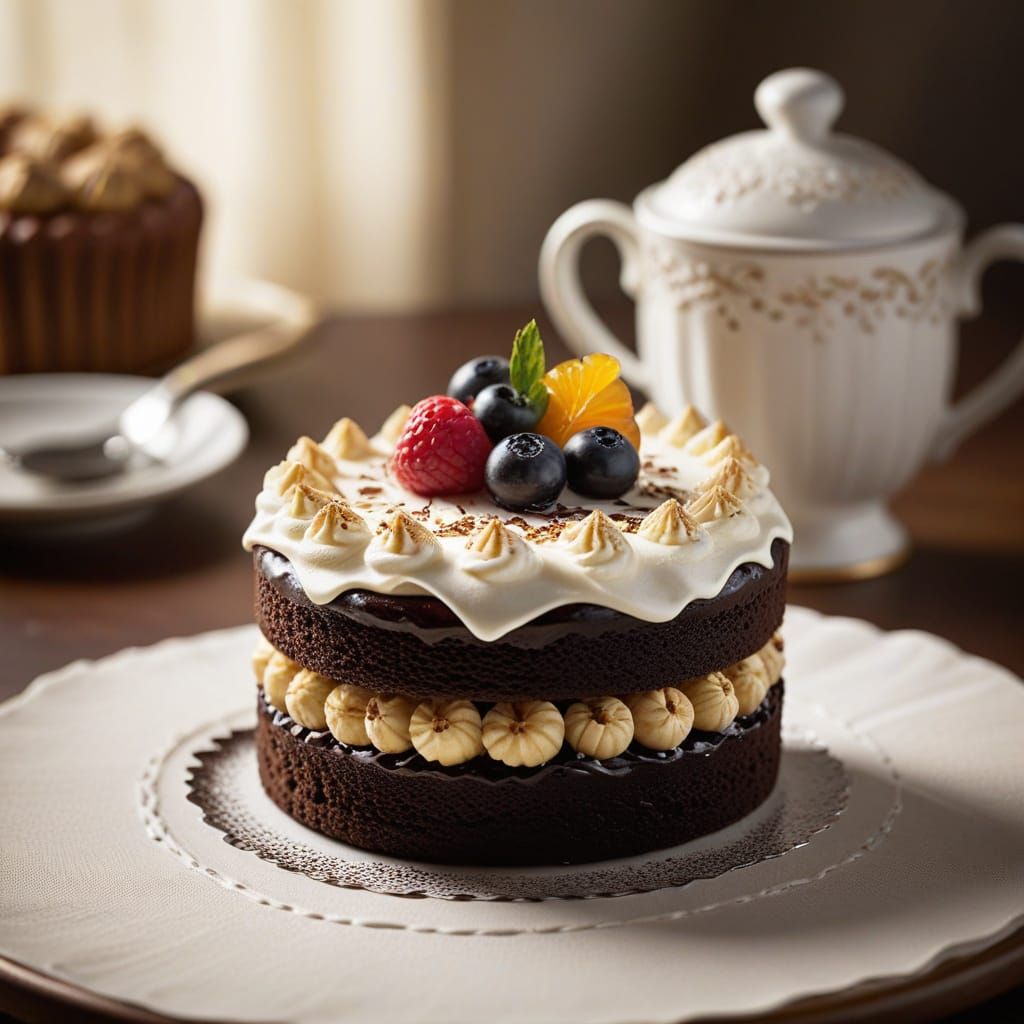 Timeless Film Noir Mini Cake Still Life in Sepia