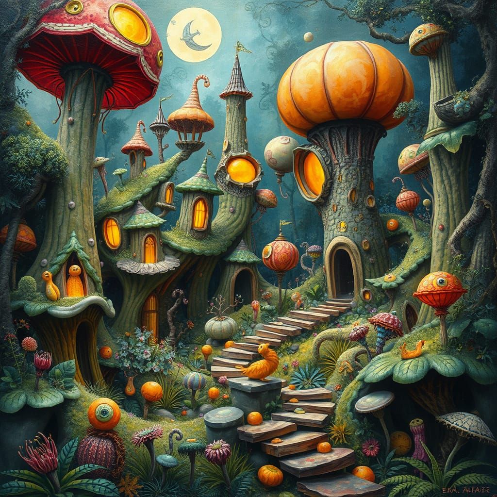 Fantasy Jungle Dreamscape in Whimsical Style