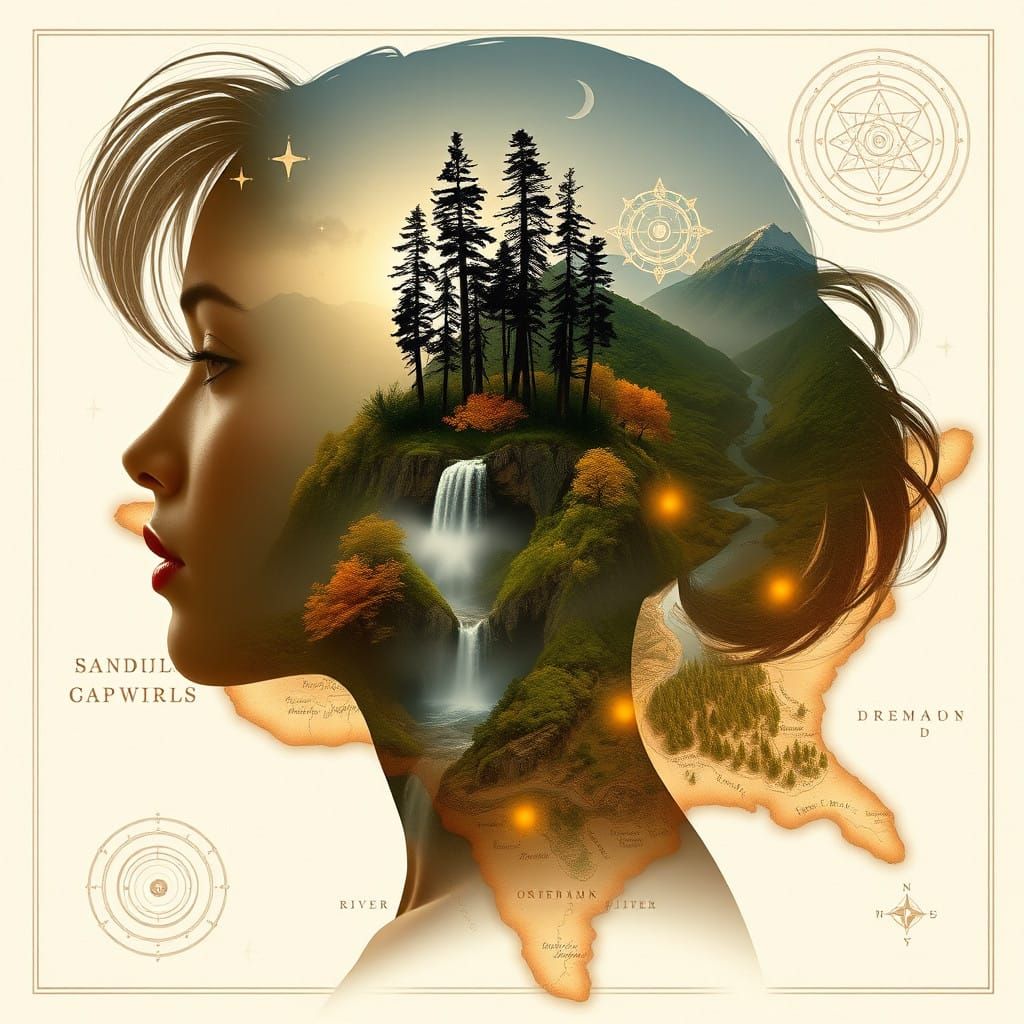 Surrealist Goddess Unfolds Mystical Fantasy Map