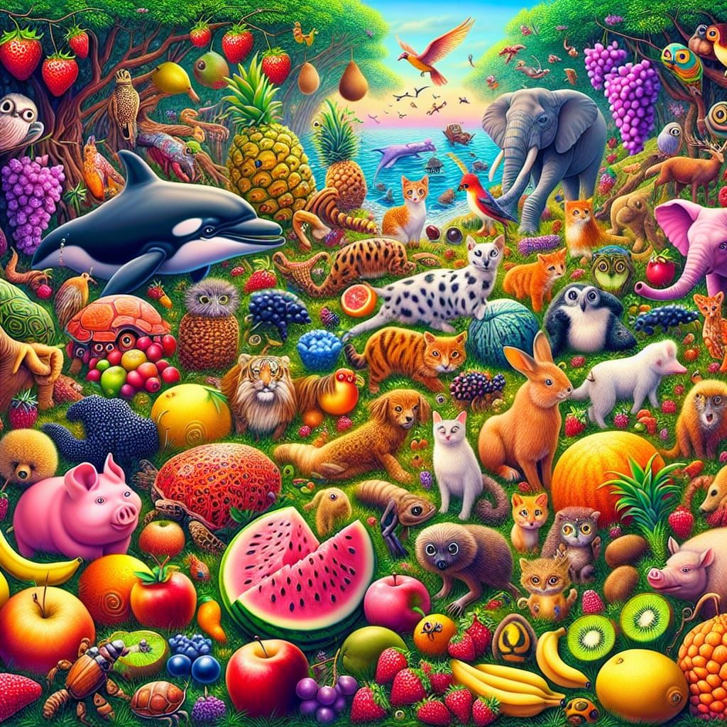 Fruit animals like  Strawberry Frog, Banana Dolphin, Pineapp...