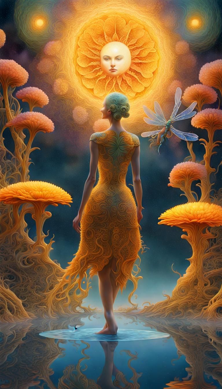 Surreal Space Flower Dreamscape in Vivid Watercolor