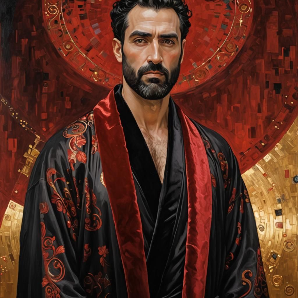 Portrait in Klimt Style with Velvet Robes
