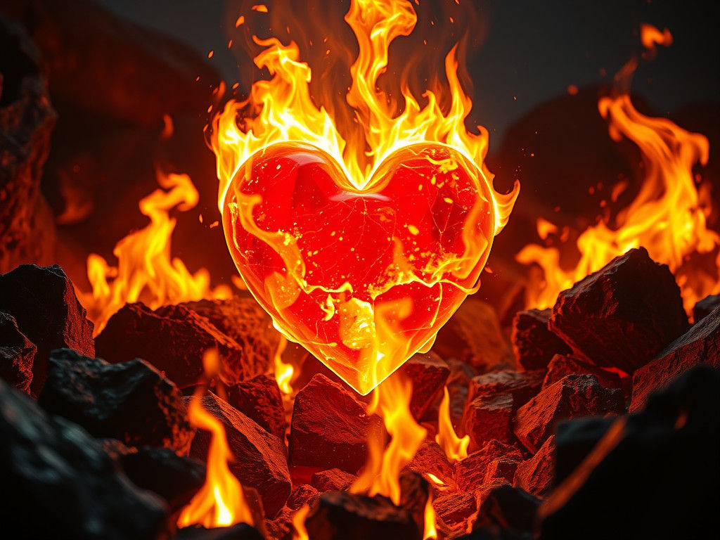 Flaming Crystalline Heart: Emblem of Courageous Love
