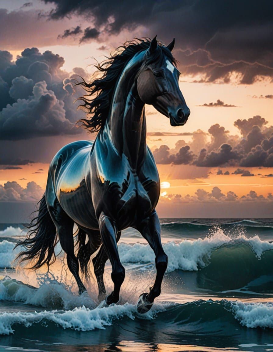 Majestic Horse Rides the Stormy Seas