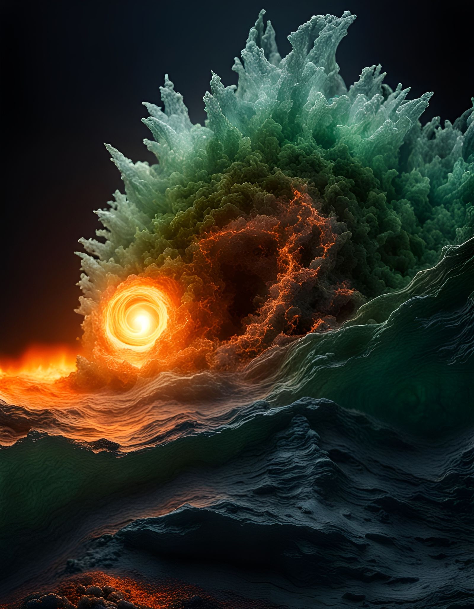 Fiery Atoll Forged in Moldavite Silver