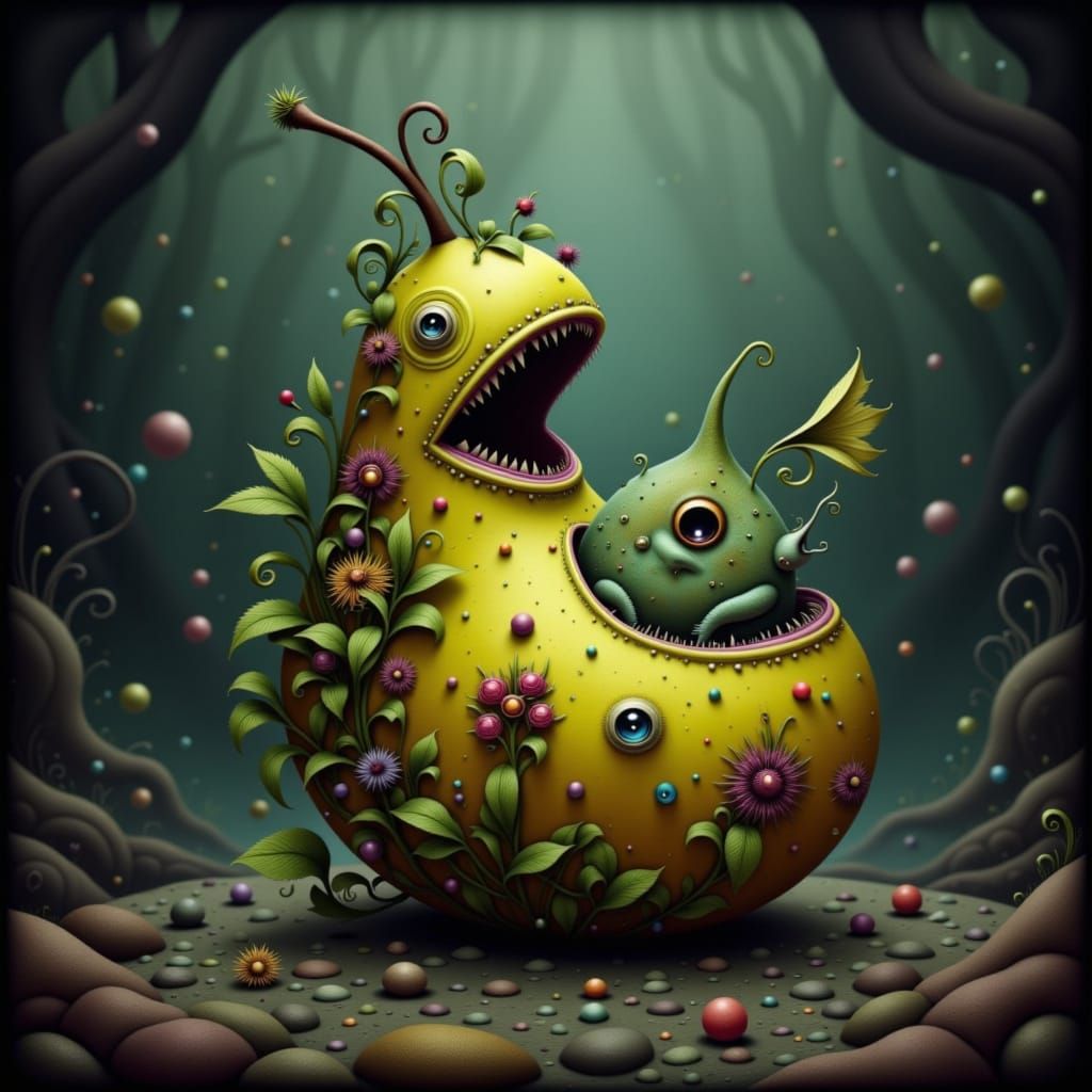 Piranha Pear: Detailed Digital Illustration in 32k