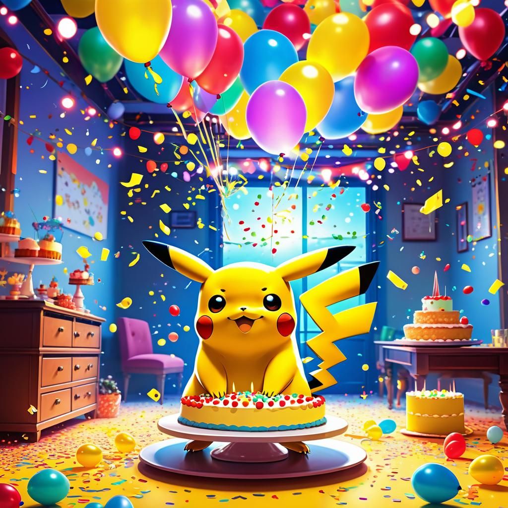 Pikachu's Vibrant Anime Party Illustration